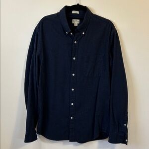 J. Crew Men's Dark Navy Button Down Flannel Shirt